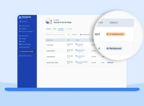 Solution Chargemap Business : remboursements à domicile